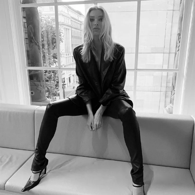 

2019 Women Pu Leggings Black Elastic Waist Stretch Leggings For Women High Waist PU imitation leather Leggins Pants Female