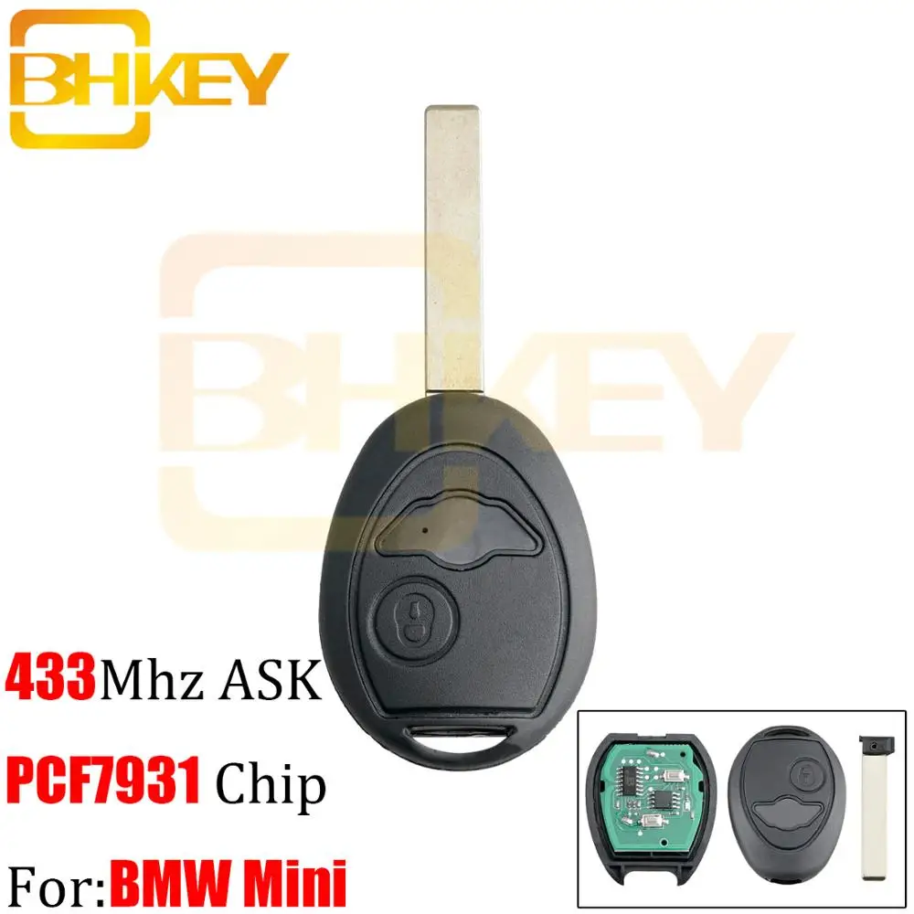 BHKYE дистанционный ключ для BMW mini 433Mhz PCF7931 чип для BMW Mini Cooper R50 R53 S 2001 2002 2003 2004 2005 2006 2 кнопочный ключ автомобиля