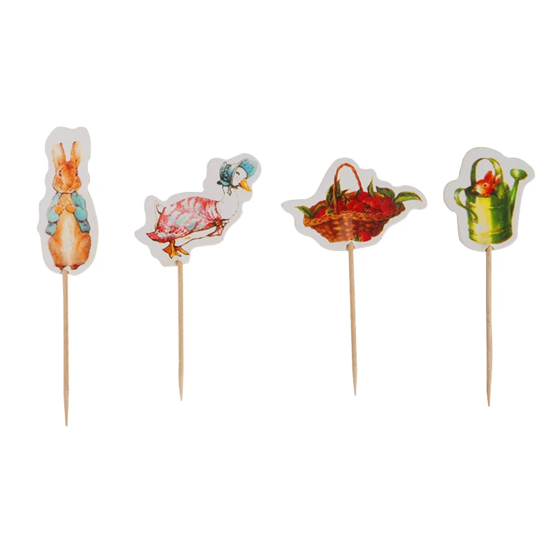 24pcs set a 24p Пасхальный торт Топпер счастливые пасхальные флажки для торта кролик Лилия Цветок форма пасхальные принадлежности кролик Заяц Декор для кекса Топпер - Цвет: 24pcs set a