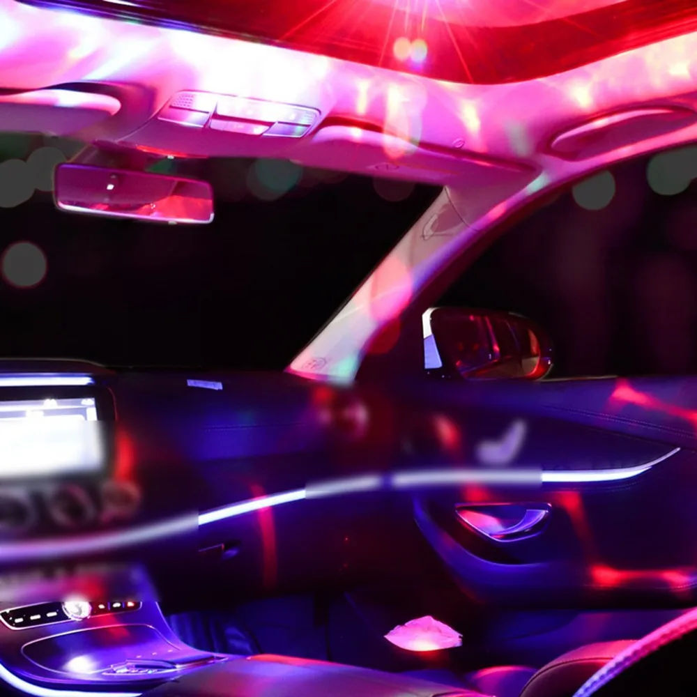 Светодиодный USB крутой Мини Автомобильный атмосферный светильник для телефона с музыкальным управлением хрустальный магический шар Диско лампа RGB красочный светильник DJ светильник