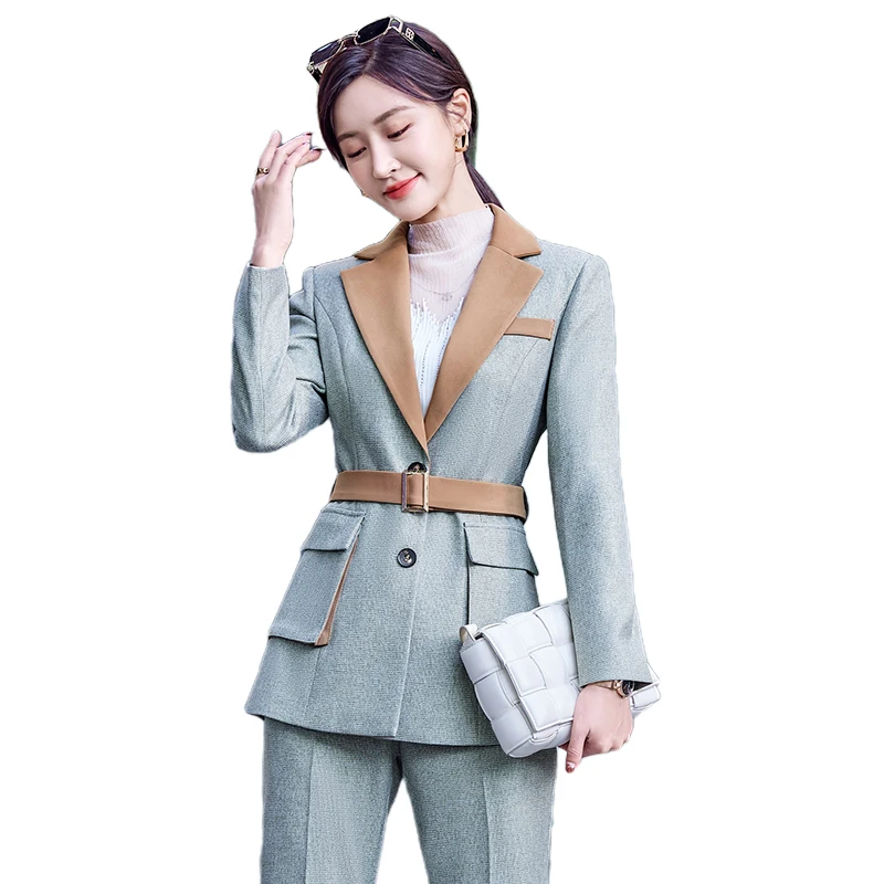 

Lenshin 2 Pieces pant Set Suits Fashion Office Ladies Work Wear for Women's Business Female Formal Blazer outfit with Trousers