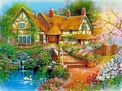 

New Diamond Embroidery Scenic Hill Cabin embroidery Scenery DIY Diamond Painting Full House Picture Home Decor Handmade Gifts