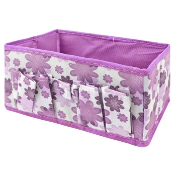 

Newest Makeup Cosmetic Storage Box Bag Bright Organiser Foldable Makeup Stationary Container (Purple)