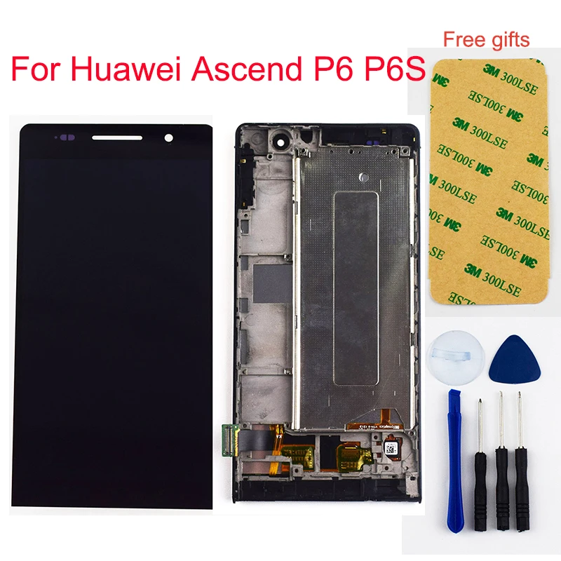 Цена Для huawei Ascend P6 P6S P6 U06 C00 T00 S U06 ЖК дисплей панель монитор + сенсорный экран дигитайзер сенсор стекло в сборе рамка