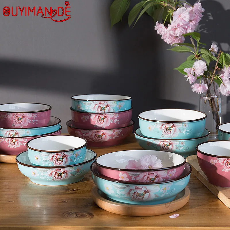 

Fashion Japanese Japanese and Korean Ceramic Tableware Rice Bowl Soup Bowl Noodle Bowl Porcelain Bowl Plate Bowl Plate Set Set