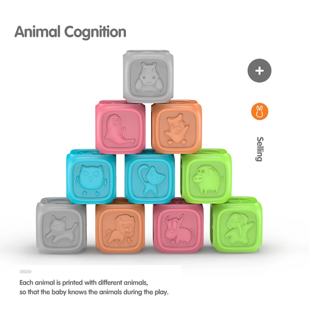 Tumama 10 шт./компл. Детские хватать игрушки строительные блоки 3D сенсорный экран руки и пушистыми помпонами для малышей массажные с резиновым покрытием Прорезыватели для зубов резиновые игрушки для ванной мяч надувные игрушки
