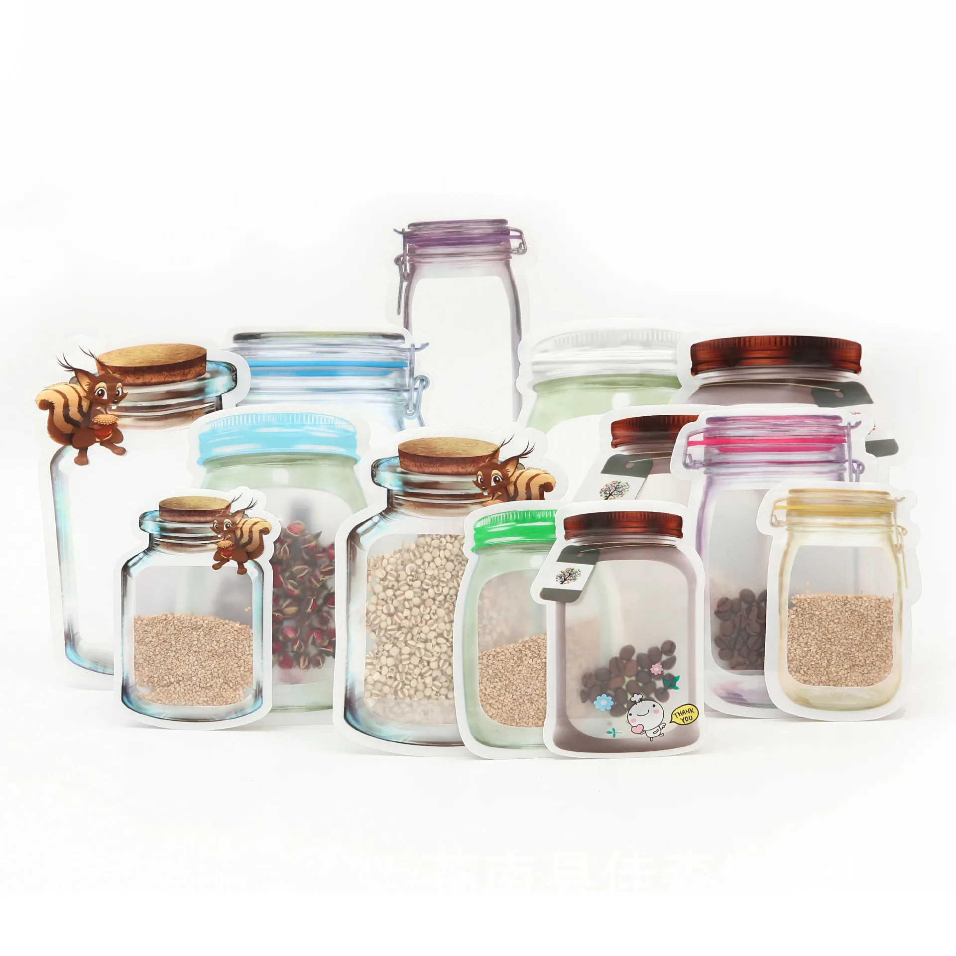 100 pcs Mix Design 100 штук Мейсон Jar мешок с клапаном многоразовые закуски Saver Мешок герметичные еда Органайзер Домашний для хранения сумки для путешествий детей - Цвет: 100 pcs Mix Design