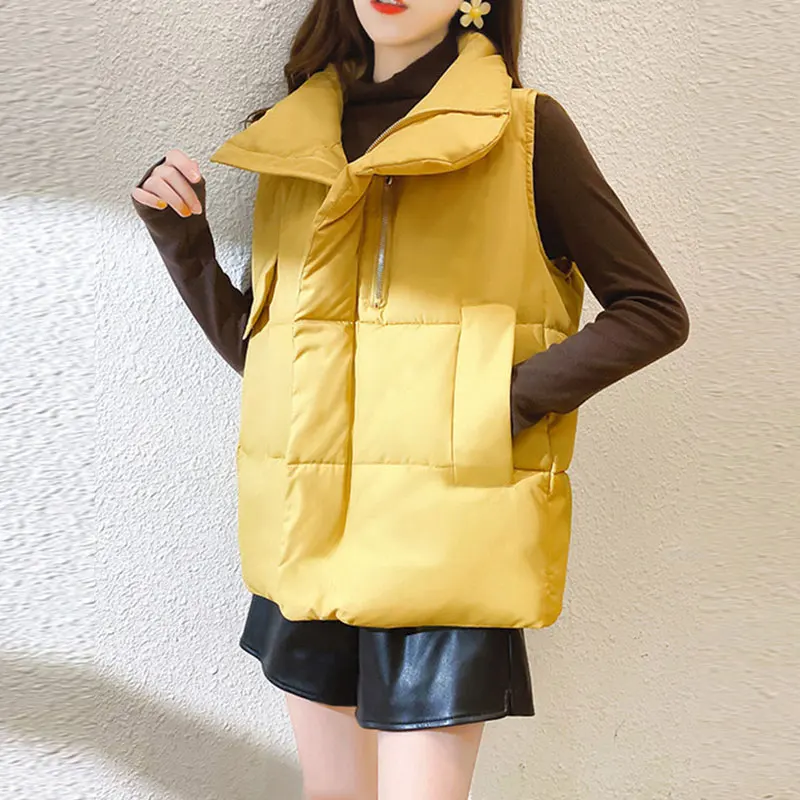 

2020 Winter Jacket Women Warm Women Vest Cotton Parkas Stand Collar Short Down Cotton Vest Women Thicken Sleeveless Waistcoat