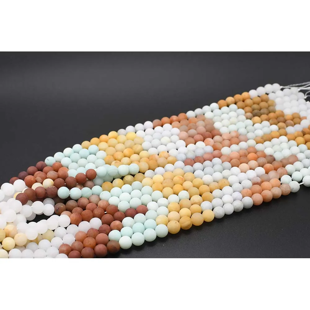 6-10mm AA Natural frosted surface Colored gemstone round Stone Beads For DIY necklace bracelet jewelry making 15 