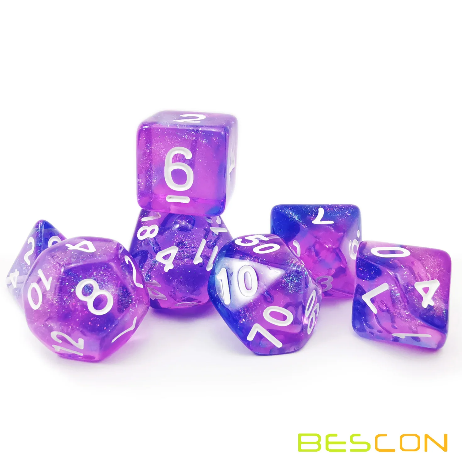 Bescon New Moonstone Dice Orchid, Polyhedral Dice Set of 7 2