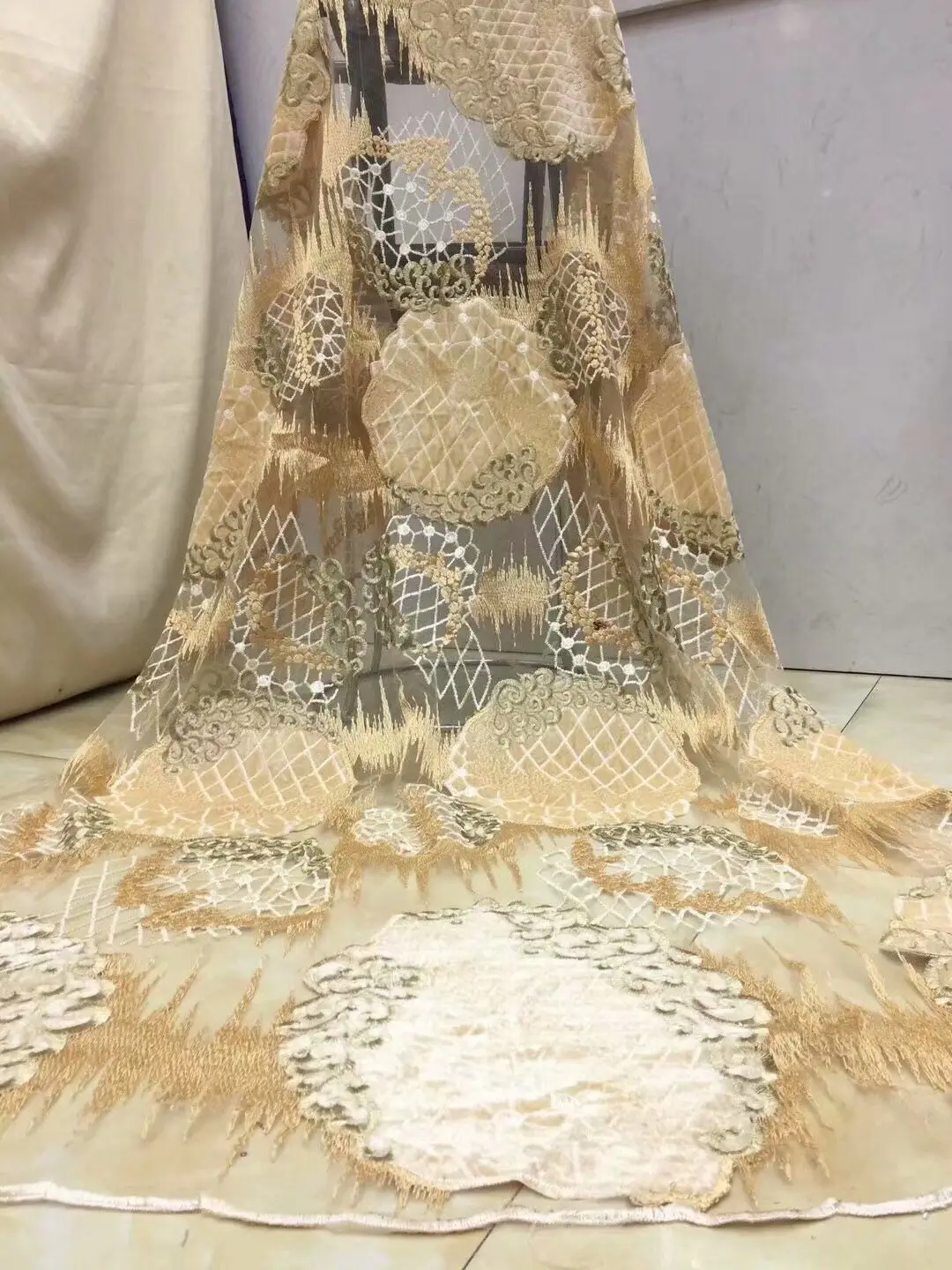 Африканская вышитая кружевная Ткань 5 ярдов французская сетка тюль бархатная
