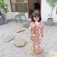 Весенне-осеннее детское длинное платье с цветочным рисунком платье для девочек платья с длинными рукавами из чистого хлопка в пасторальном стиле