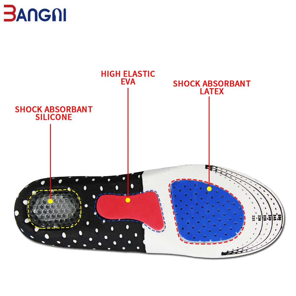 3ANGNI 1 Pair Sport Running Soft Silicone Gel Insoles for feet Man Women orthopedic pad Shock Absorption arch support shoes sole