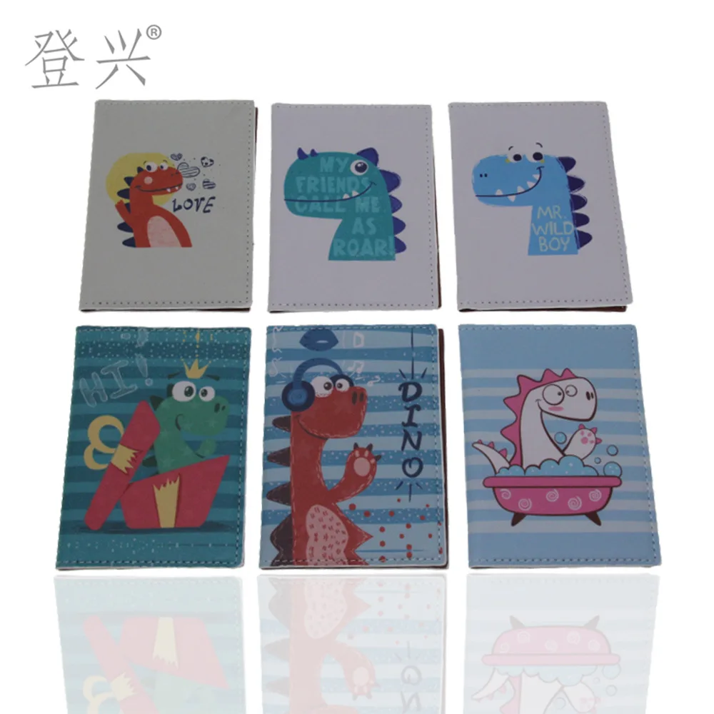 

New Style Cartoon Dinosaur Pu Waterproof Passport Bag Document Bag deng xing