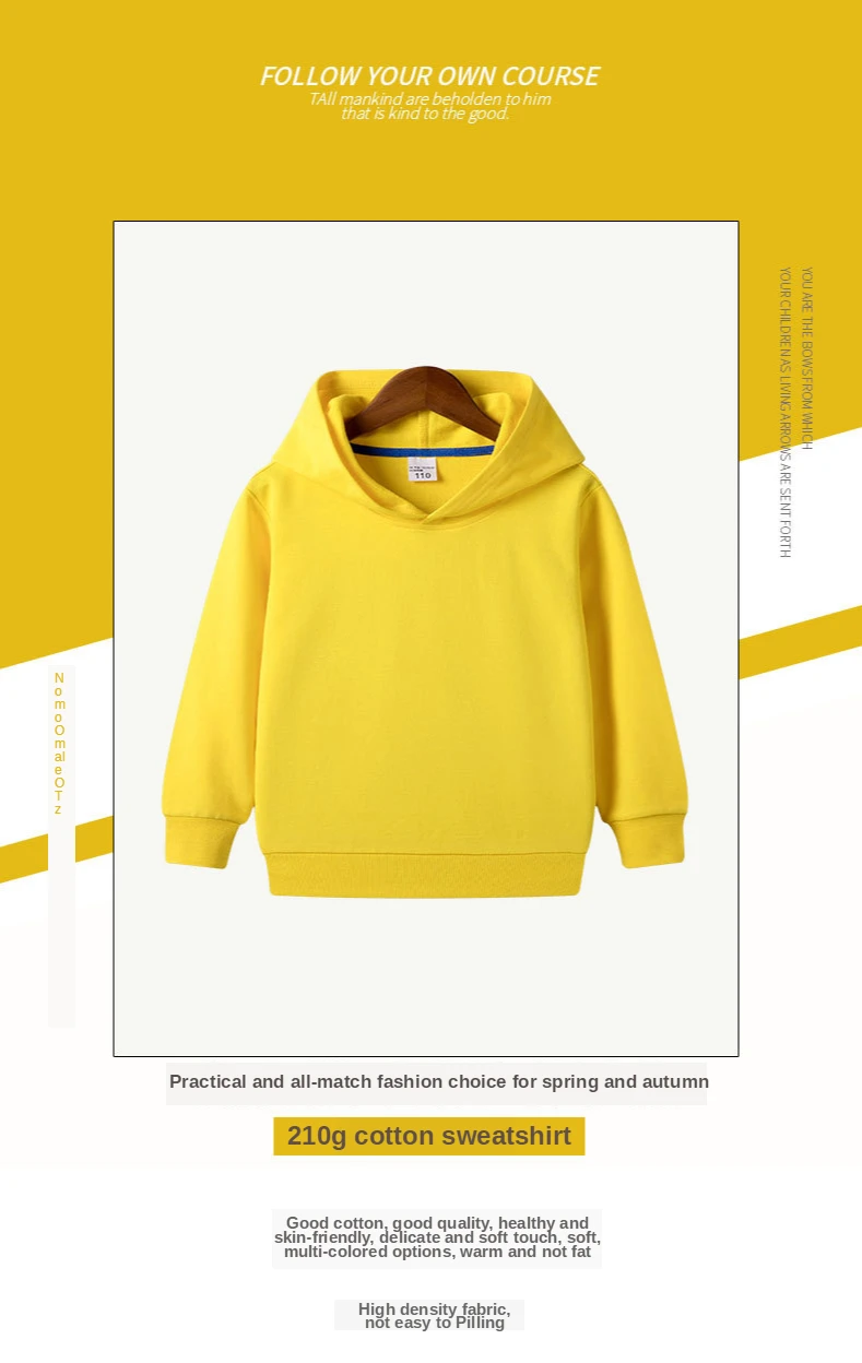 100% Cotton Boys Sweatshirts 2025 Spring Fall New Solid Color Girls Hooded Sweatshirt Children Blank Tops Name Custom Hoodies