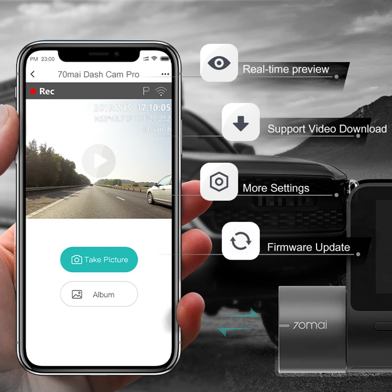 70mai Smart Dash Cam Pro 1944P голос Управление Скорость координаты GPS ADAS автомобиля тире