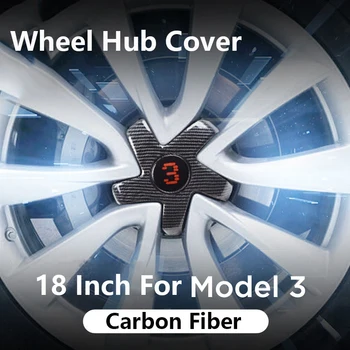 

4PCS for Tesla Model 3 18 Inch Wheel Hub Cover Kits Carbon Fiber Wheel Hub Caps