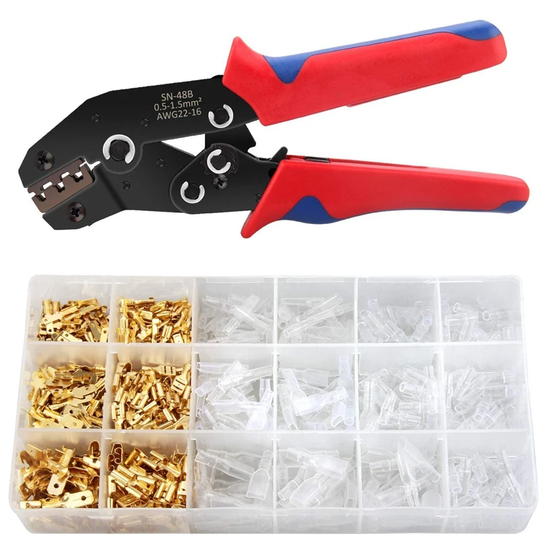 

Terminals Crimping Tool Kit Spade Connectors Crimper Self-Adjusting Automatic Ratcheting Wire Terminals Crimping Tool Of Awg26-1