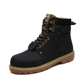 

DM67 Warm Winter Ankle Boots Men Casual Shoes Lace-Up Autumn Leather Waterproof Work Tooling Mens Boots Military Army Botas