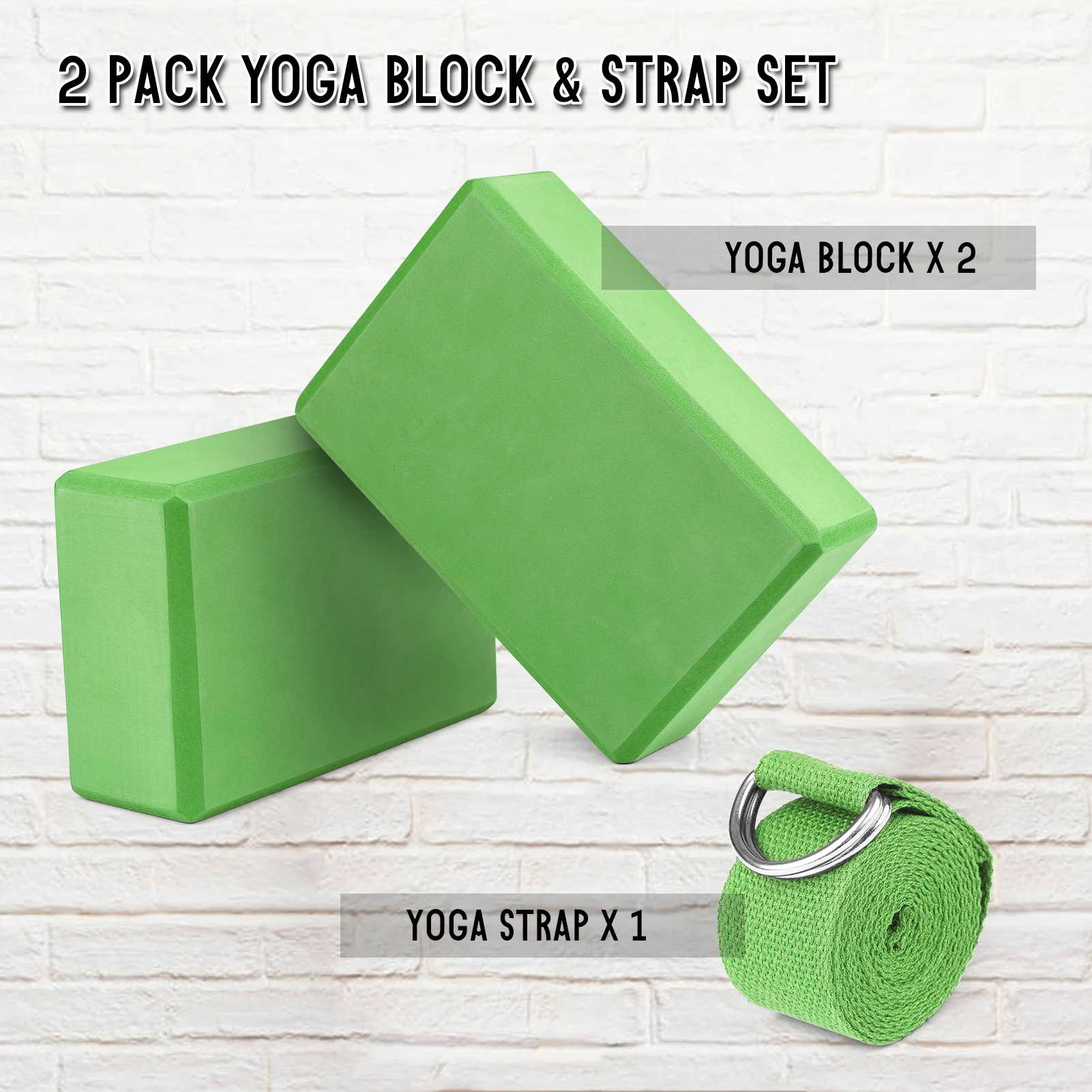 2 Pack Yoga Blocks and Yoga Strap Set Non-Slip EVA Foam Fitness Blocks for  Yoga Pilates Fitness Training - AliExpress