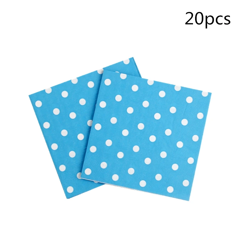 20PCS Посуда на день рождения, спрос среди детей, украшение, розовая посуда, детский душ, синий/красный горошек, тематические принадлежности для бумажных табло, 10 шт/партия - Цвет: 20PCS