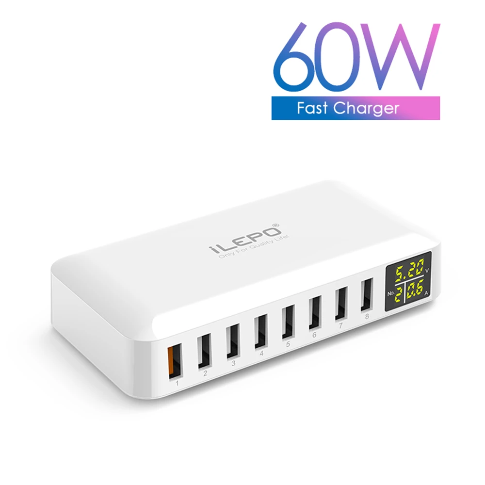 Зарядное устройство QC 3 0 на 8 USB-портов 60 Вт | Мобильные телефоны и аксессуары