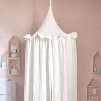 100% Premium Muslin Cotton Hanging Canopy with Frills Bed Baldachin for Kids Room 1