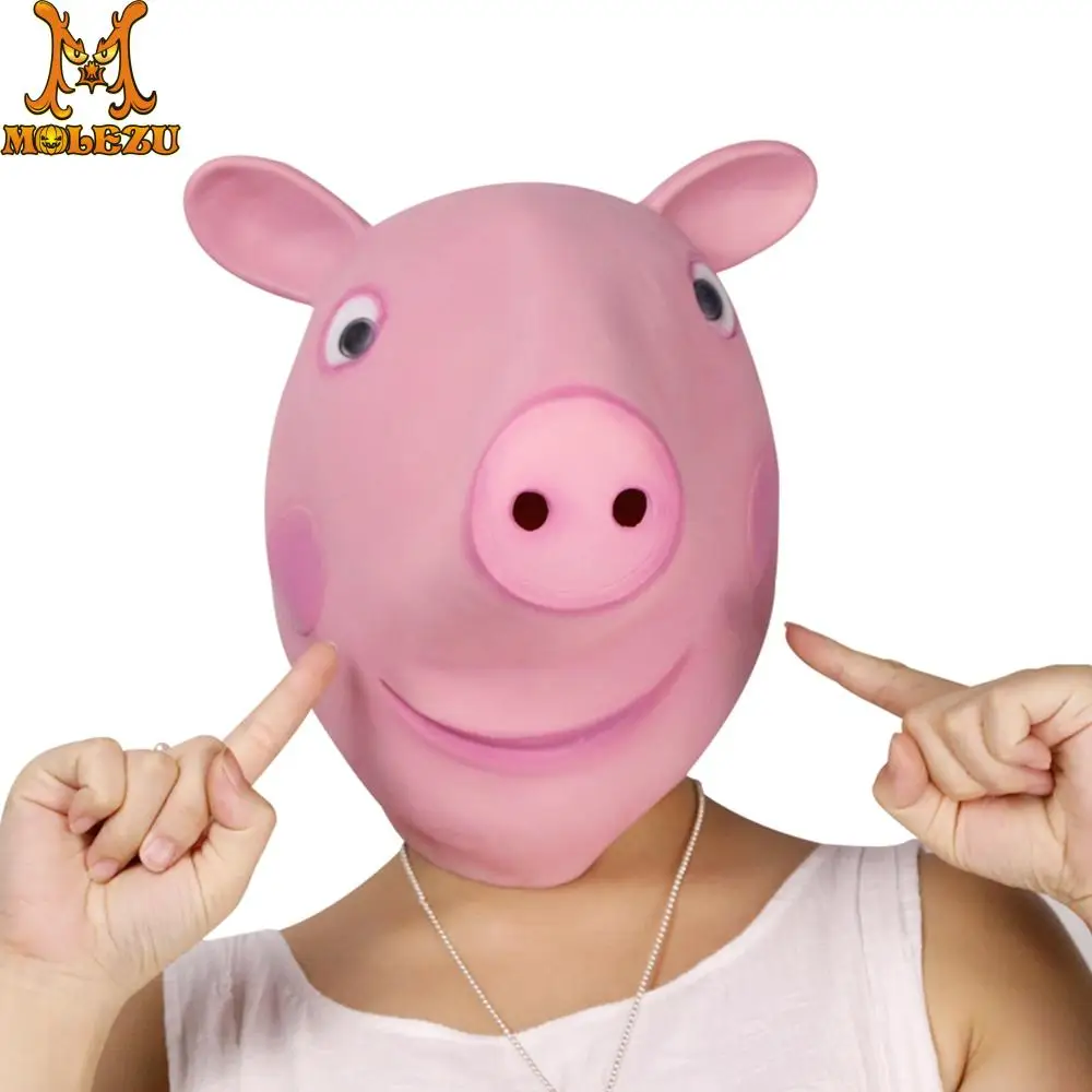 

Molezu Halloween Cute Pink Piglet Head Mask Cosplay Full Head Latex Pig Masks For Halloween Party Fancy Dress Cute Mask
