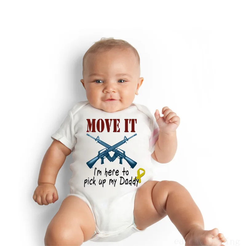 Детский комбинезон для новорожденных с надписью «Move It», одежда для мальчиков и девочек летние детские костюмы для игр, футболки с короткими рукавами, Детская верхняя одежда на возраст от 0 до 24 месяцев