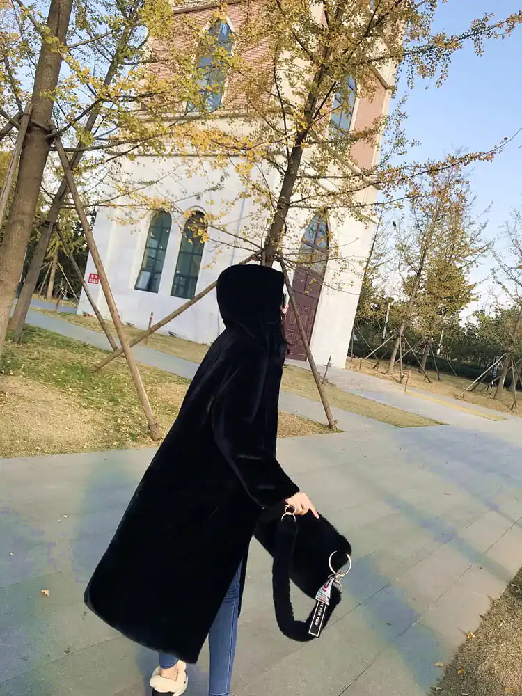 Женское пальто из искусственного меха, модные толстовки с капюшоном, меховая Толстая теплая длинная куртка из искусственного меха кролика, свободное зимнее пальто для женщин, casaco feminino
