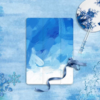 

Blue Abstract Watercolor Magnet Flip Cover For iPad Pro 9.7 11 air 10.5 10.2 12.9 inch Mini45 2019 2020 Tablet Case Holiday Gift