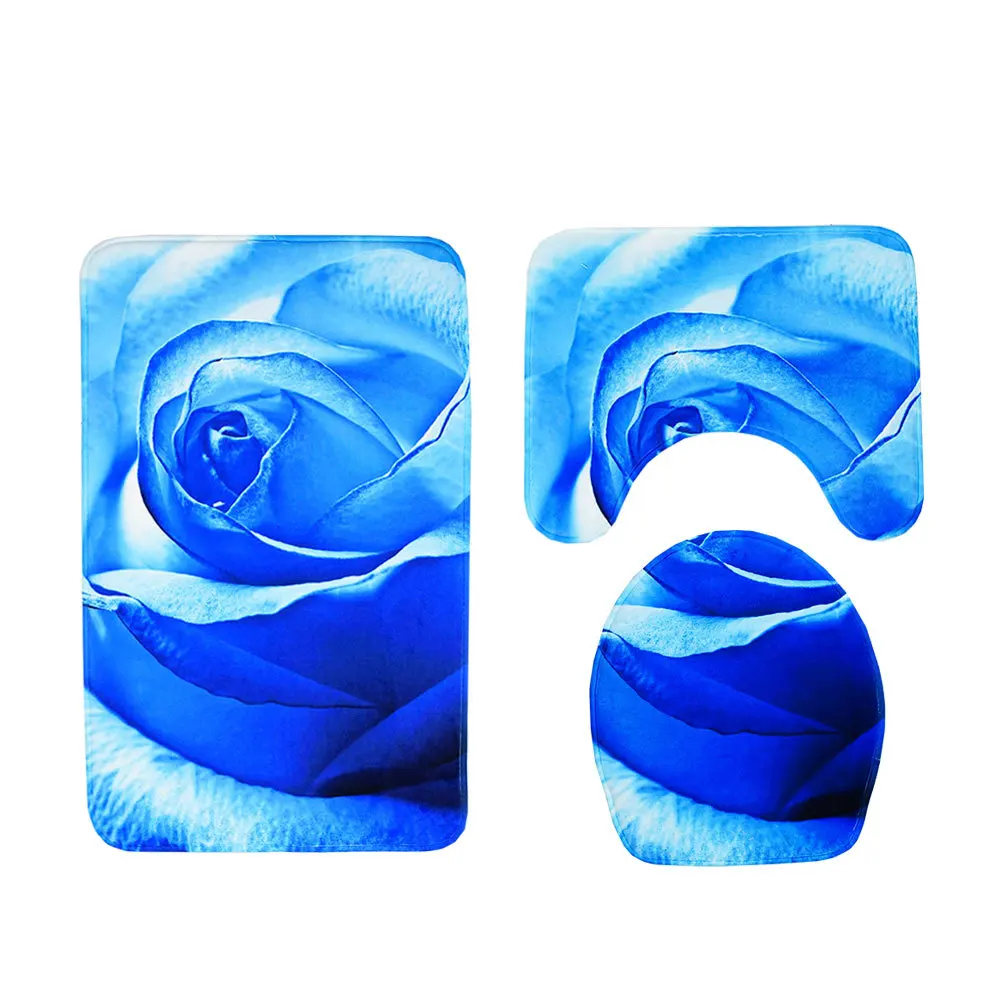 Rose 02 Zeegle коврик для ванной комнаты с принтом розы, коврик для туалета, 3 шт., ковер для ванной, коврики для ванной, Противоскользящие коврики для душевой комнаты, коврик для ванной комнаты - Цвет: Rose 02