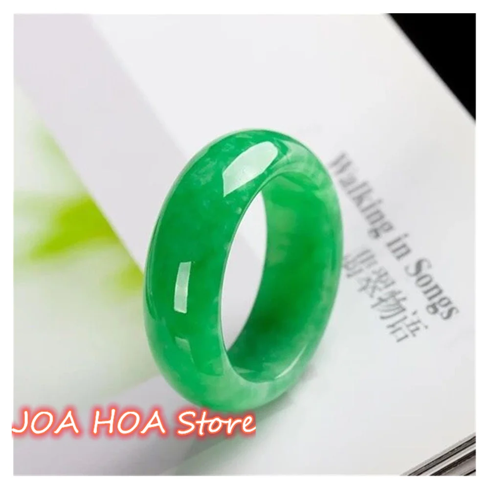 Jewelry Accessories Natural Jadeite Ring Yellow Jade Ice Emerald  Glutinous Full Green Male Handring