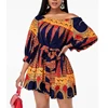 African Fashion Dress Dashiki Women Plus Size Vestidos Clothing Sloping Shoulder Short Skirt Print Top Ankara Robe Africaine ► Photo 1/6