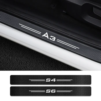 

4PCS Car Door Sills Guard Stickers For Audi A4 B5 B6 B7 B8 B9 A3 8P 8V 8L S1 S2 S3 S4 S5 S6 S7 S8 Q8 SQ5 SQ7 Auto Accessories