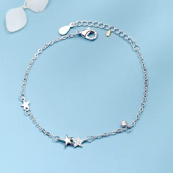 

Adjustable 925 Sterling Silver Crystal Star Charm Bracelet &Bangle For Women Party Jewelry SL347