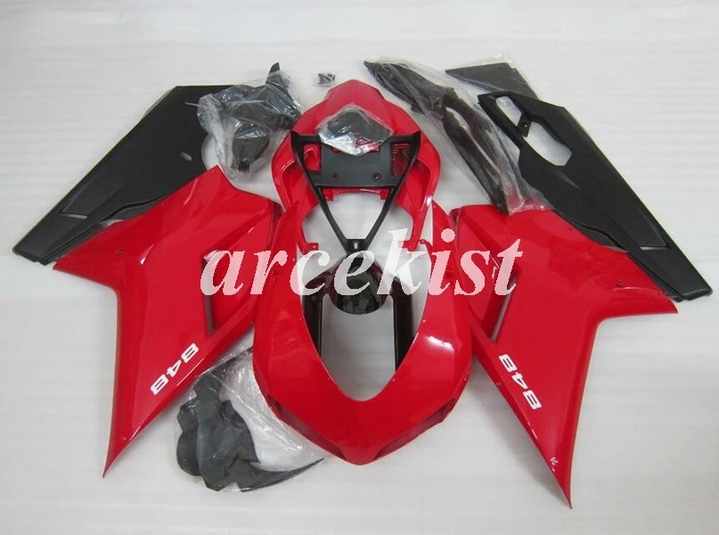 ABS полный обтекатель комплект подходит для DUCATI 848 evo 1098 1198 1098S 2007 2008 2009 2010 2011 2012 набор черный