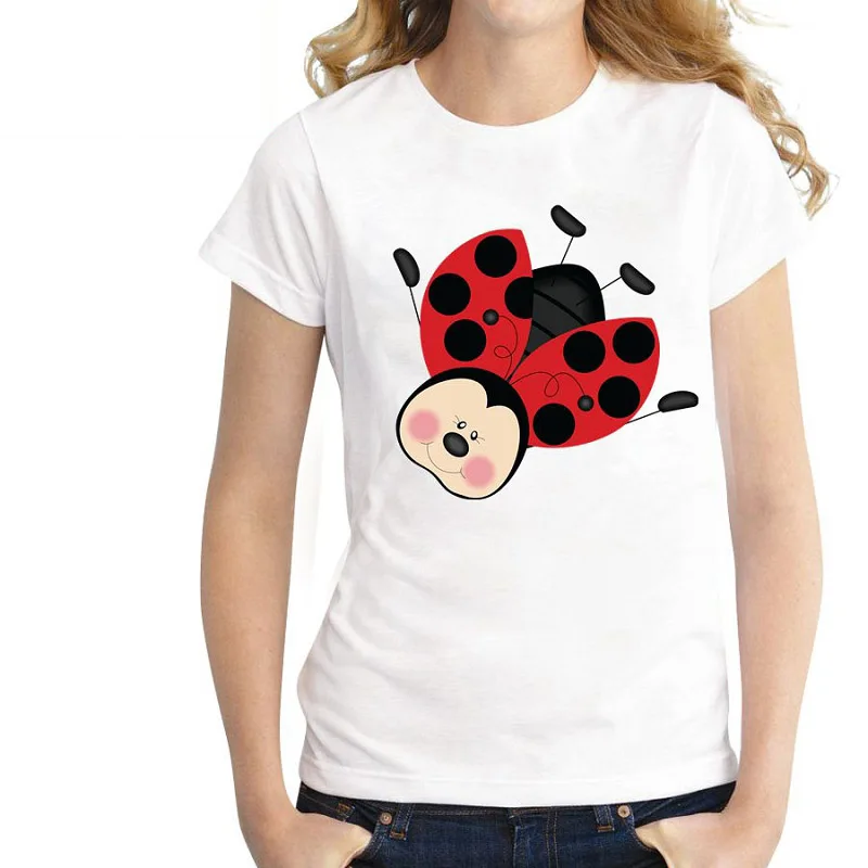 Женская летняя футболка с принтом божьей коровки | одежда