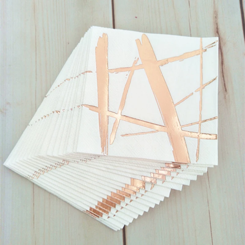 

16pcs Rose Gold Paper Napkins Birthday Wedding Party Tissue Baby Shower Tea Cake Party Napkins for Wedding Birthday New Year