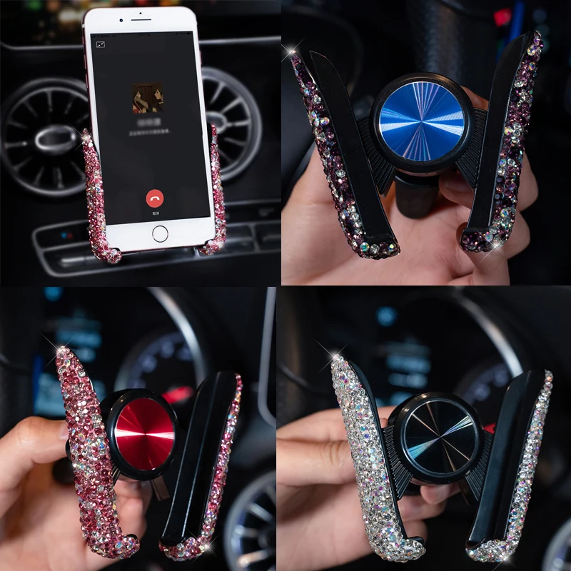 

1Pcs Car Universal Air Vent Crystal Phone Holder for Xiaomi Pocophone F1 Huawei For BMW Air Vent Mount Cell Phone Stander