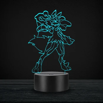 

NEW Cartoon 3D Lamp Pokemon Game Figures Lucario RGB Night Light LED Bulb Multicolor Children's Gift Kid Toy Holiday Boy Gadgets