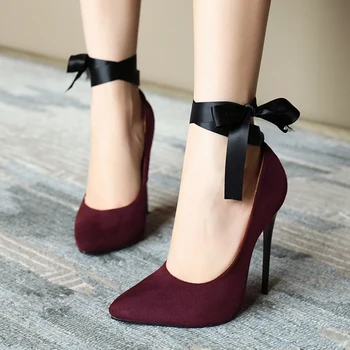 

Doratasia 2020 Dropship Top Quality Sexy Big Size 48 Pointed Toe Shoelaces Fetish High Heels Women Shoes Woman Party Pumps
