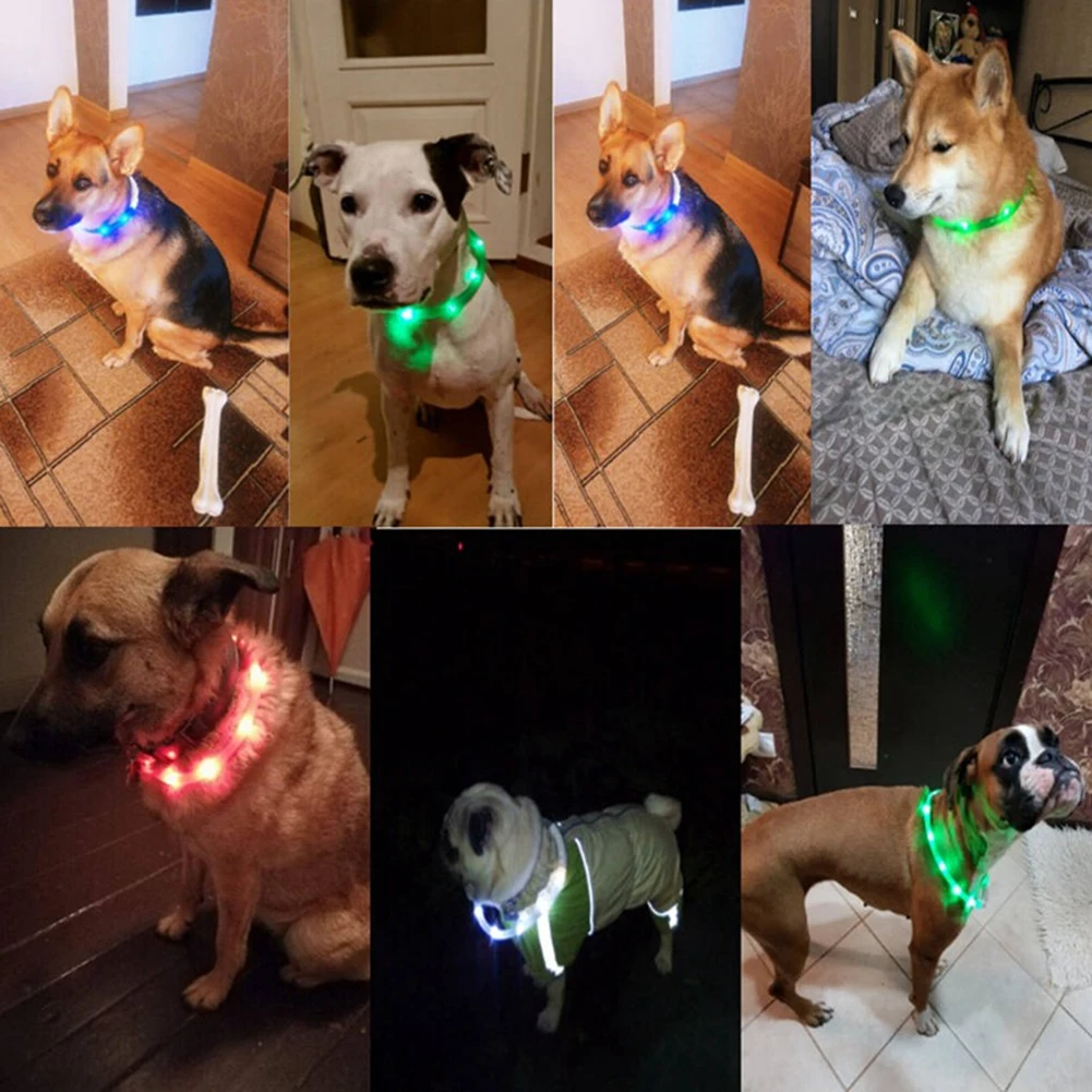 Ошейник для домашних собак и кошек с защитой от потери, заряжаемый от USB, светящийся мигающий светодиодный светильник
