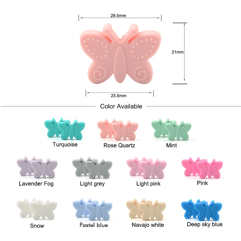 Silicone Teething Toys Butterfly Beads Silicone 5pcs Teethers BPA Free DIY Loose Bead For Teething Necklace Animal Shaped Pacifier Holder Accessories teething toys baby teething toys silicone teething toys silicone beads silicone teething beads silicone teether