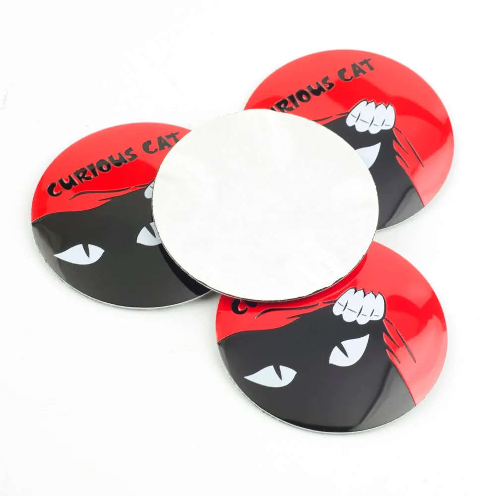 4pcs 61mm Car Wheel center hubcap stickers Logo Curious Cat Hub Caps Curved surface Badge Emblem Auto styling Accessories