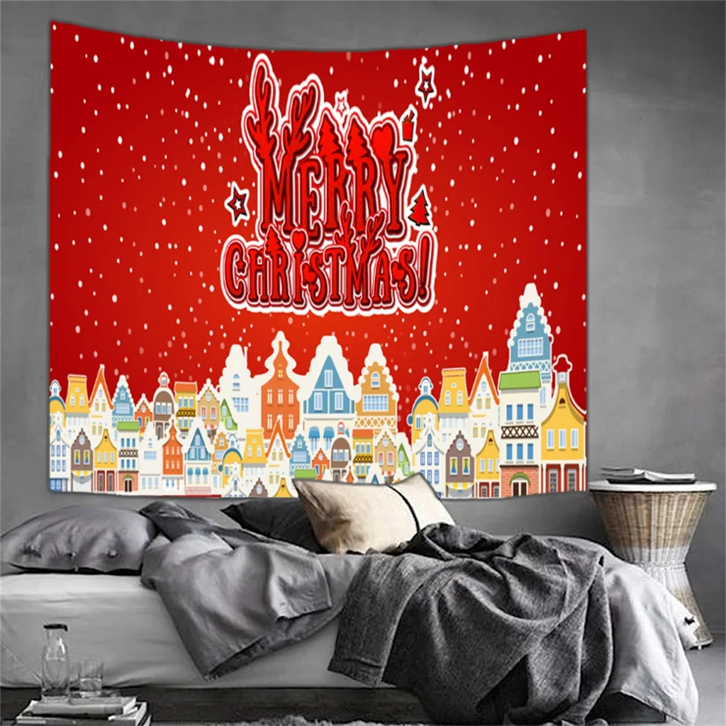 Christmas Merry Christmas Tapestry Living Room Bed Room Printing Wall Hanging Wall Art Picnic Mat Multi Print