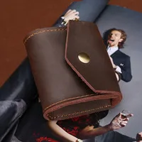 Brown Ручной работы из натуральной кожи, кошельки для монет, многофункциональные наушники, кошельки, чехол, сумка, кошельки для монет, карманные кошельки, держатель для ключей, чехол - Цвет: Brown