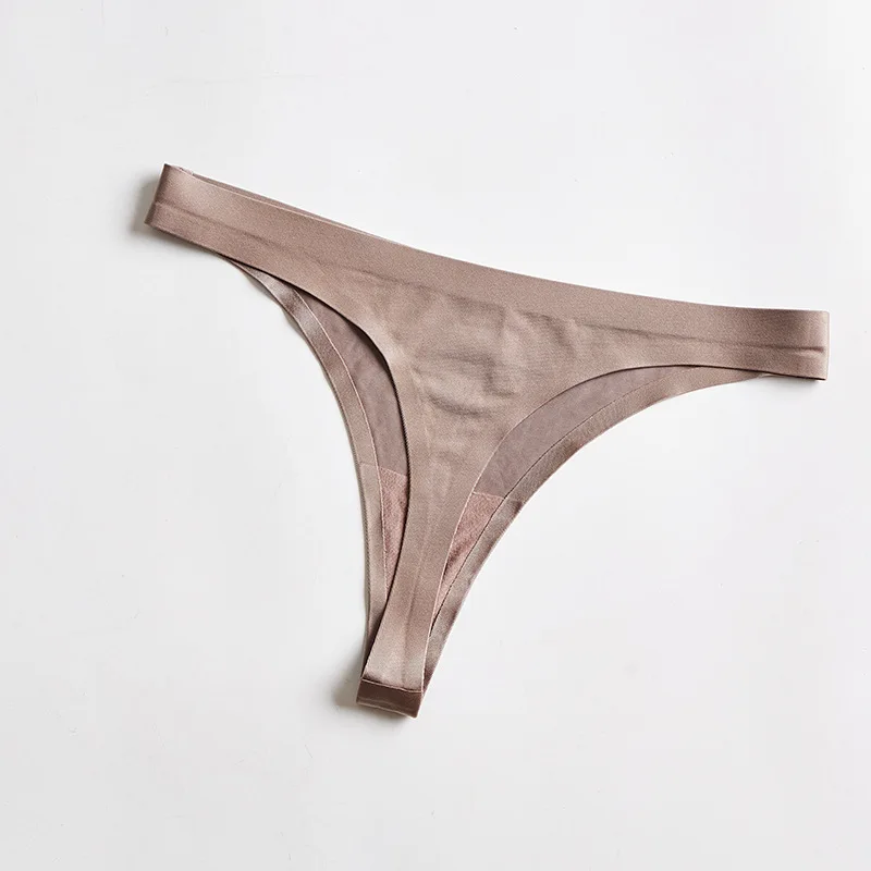 Brown Ice Silk, женские трусики, стринги, бесшовные, нижнее белье, тонкие, нейлоновые, эластичные, низкая посадка, нижнее белье, дышащие трусы, женские трусики - Цвет: Brown