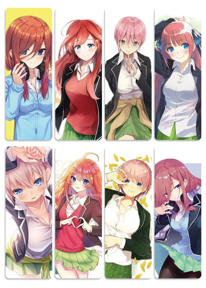 10 компл./лот карнавальный костюм в стиле аниме; очень женственный и Quintuplets закладки для книг Накано Ichika книжная Обложка из ПВХ mark офисные школьные принадлежности подарок