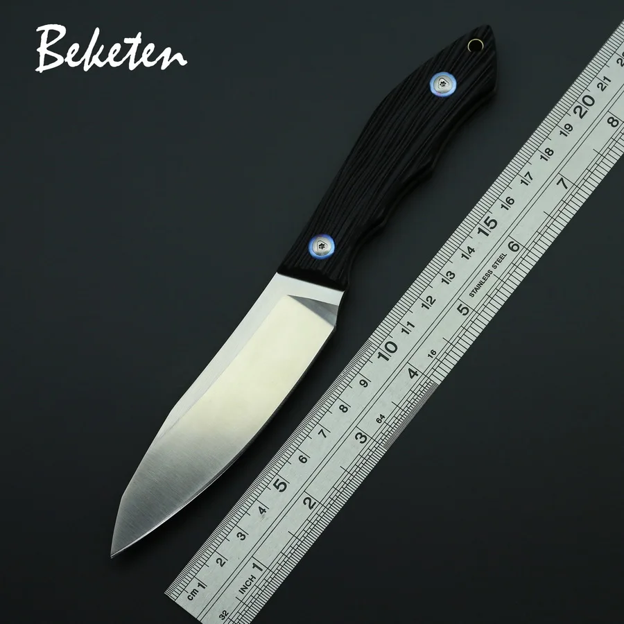 

BEKETEN Outdoor Fixed Tactics Knife D2 Steel Blade G10 Handle Camping Hunting Survival Utility Fruit Knives K Sheath EDC Tools